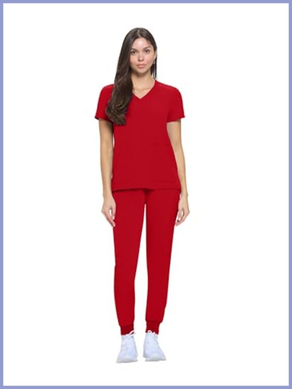 Womens Cool Stretch Jogger Scrub Set V-Neck Medical Uniform